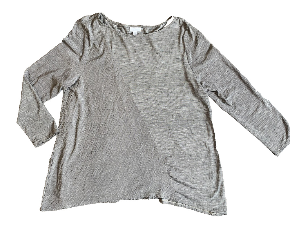 J Jill Pure Shirt Womens Size XL Petite 100% Cotton Casual Lounge Gray Tunic Top